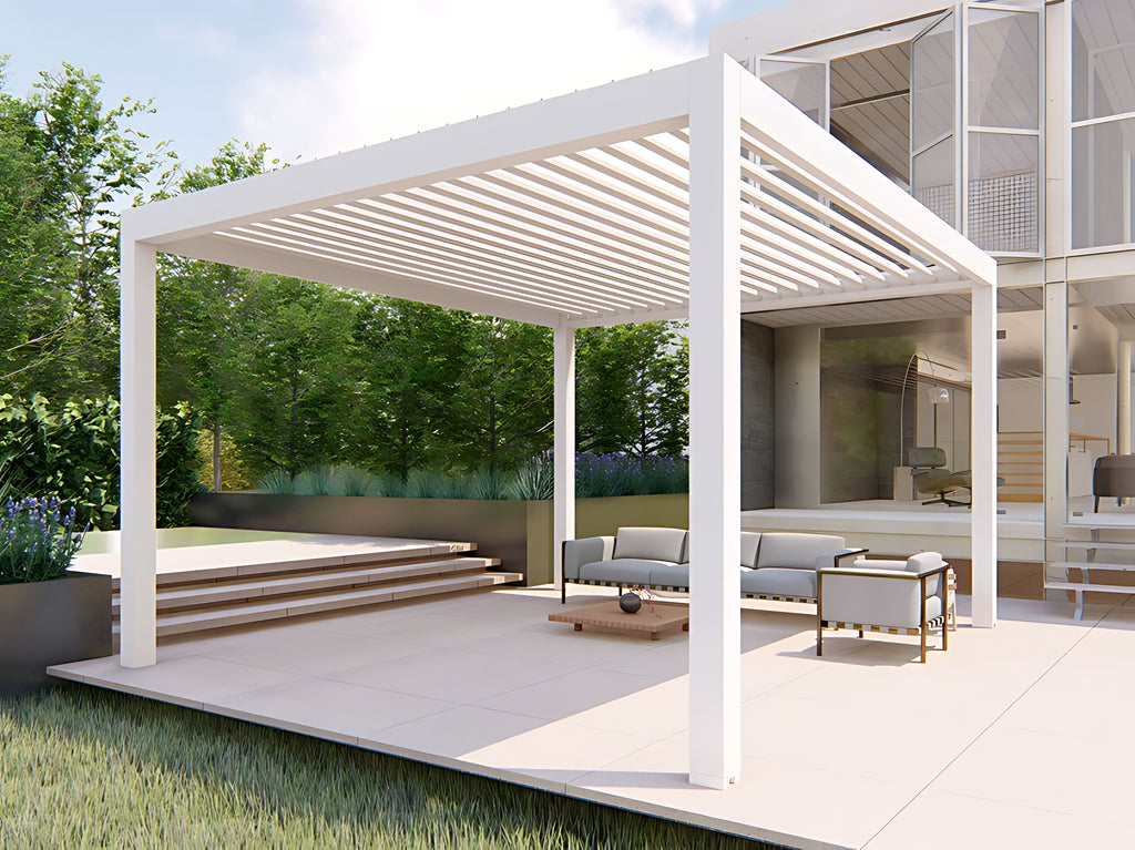 [Standard Motorized] Patio Covers Backyard Automatic Outdoor Kitchen Bioclimatic Aluminum Louvered Pergola With LED Light