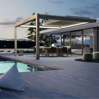 [Motorized Retractable] Patio Backyard Automatic Outdoor Kitchen Aluminum Louvered Pergola With LED