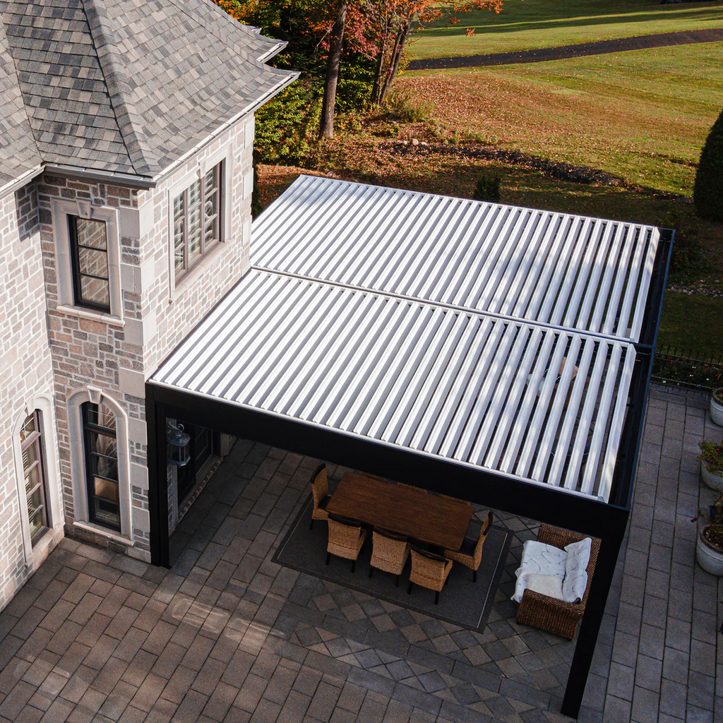 [Deluxe Manual] Patio Covers Backyard Automatic Outdoor Kitchen Bioclimatic Aluminum Louvered Pergola With LED Light