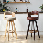 Counter Height Soft Back High Chair Swivel Wooden Bar Stool Chair