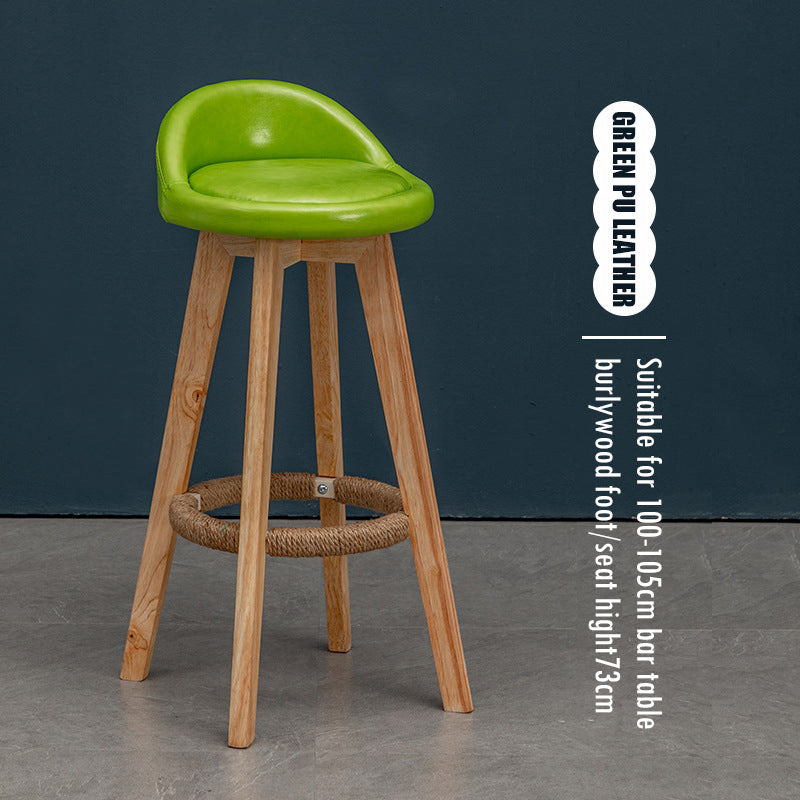 Counter Height Soft Back High Chair Swivel Wooden Bar Stool Chair