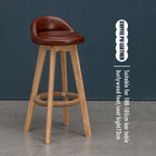 Counter Height Soft Back High Chair Swivel Wooden Bar Stool Chair