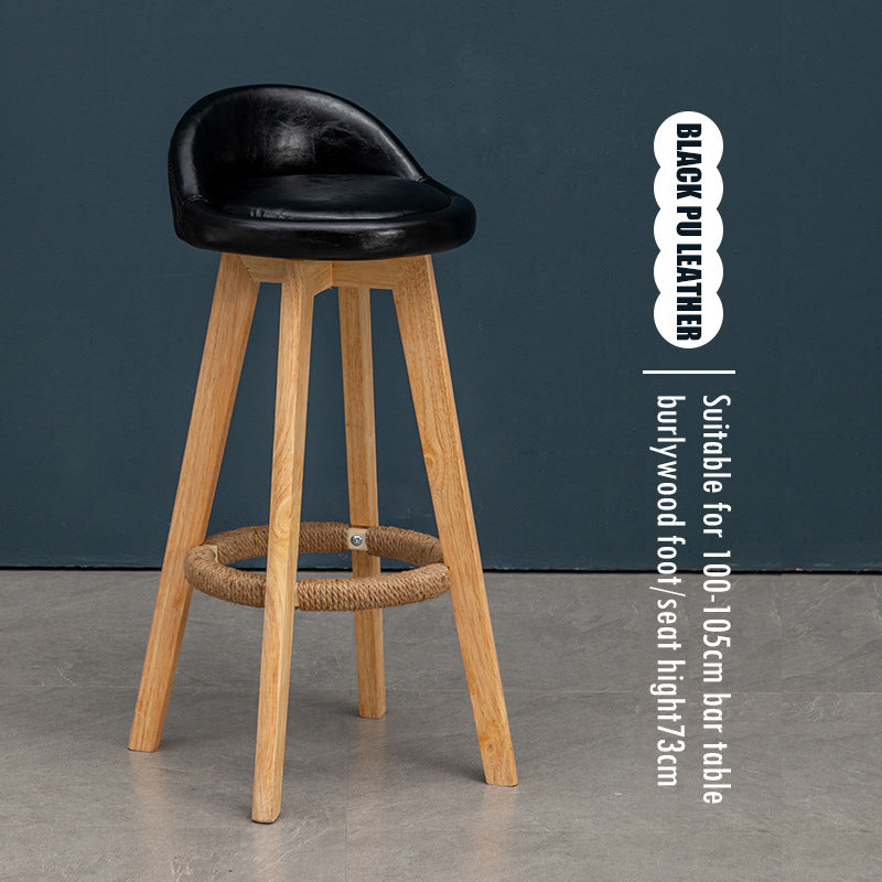 Counter Height Soft Back High Chair Swivel Wooden Bar Stool Chair