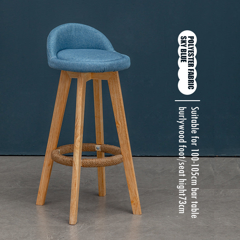 Counter Height Soft Back High Chair Swivel Wooden Bar Stool Chair