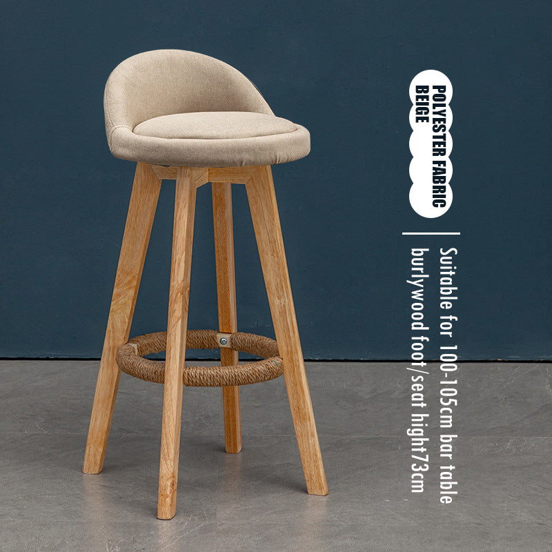 Counter Height Soft Back High Chair Swivel Wooden Bar Stool Chair