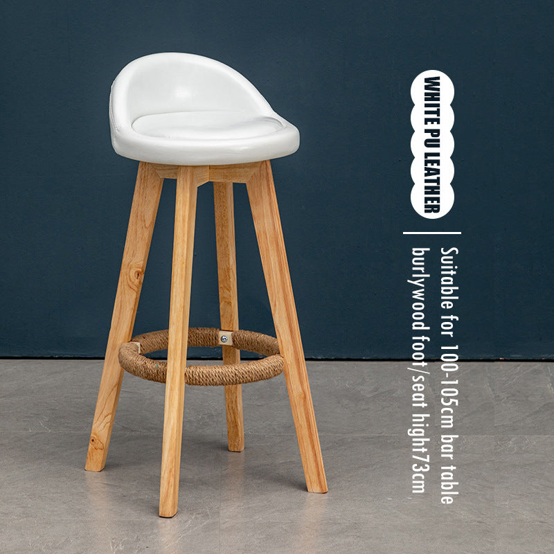 Counter Height Soft Back High Chair Swivel Wooden Bar Stool Chair