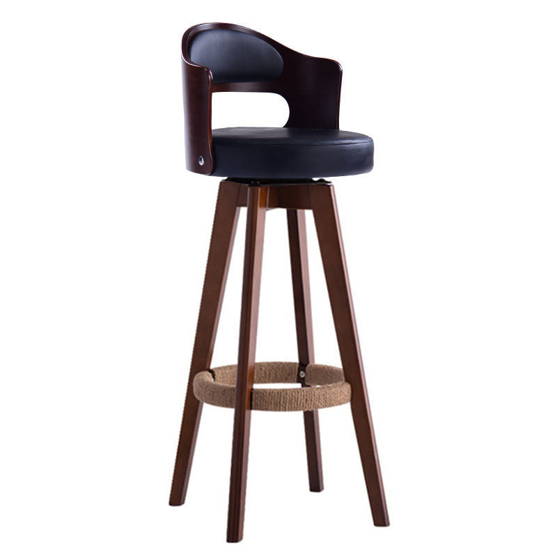 Counter Height Soft Back High Chair Swivel Wooden Bar Stool Chair