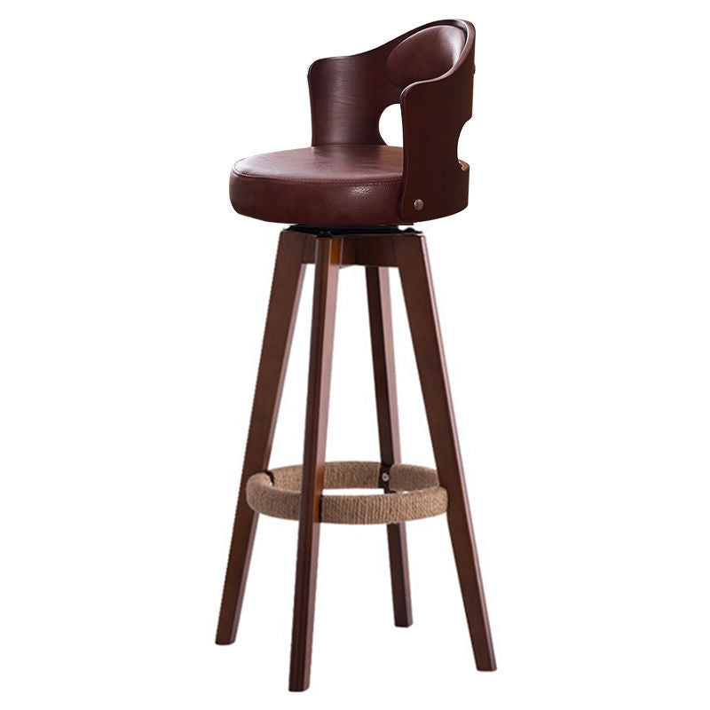 Counter Height Soft Back High Chair Swivel Wooden Bar Stool Chair
