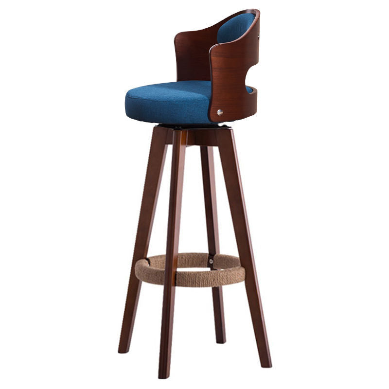 Counter Height Soft Back High Chair Swivel Wooden Bar Stool Chair