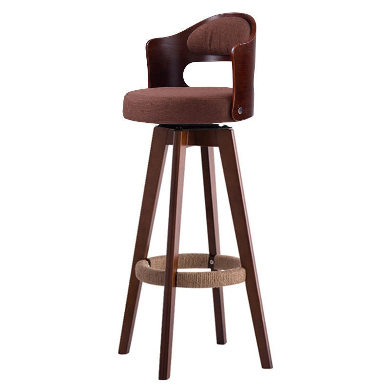 Counter Height Soft Back High Chair Swivel Wooden Bar Stool Chair