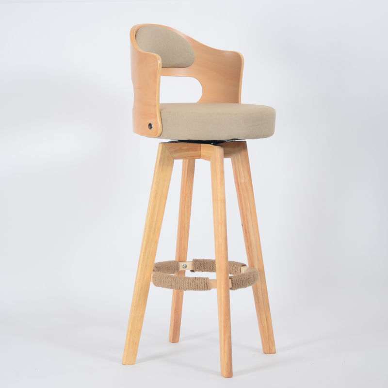 Counter Height Soft Back High Chair Swivel Wooden Bar Stool Chair
