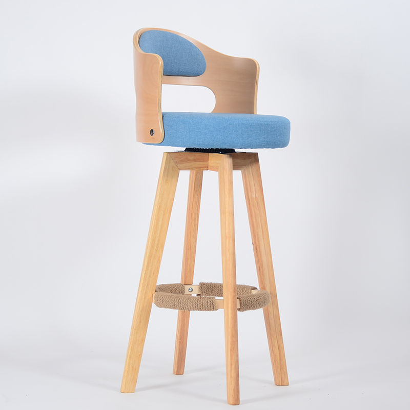 Counter Height Soft Back High Chair Swivel Wooden Bar Stool Chair