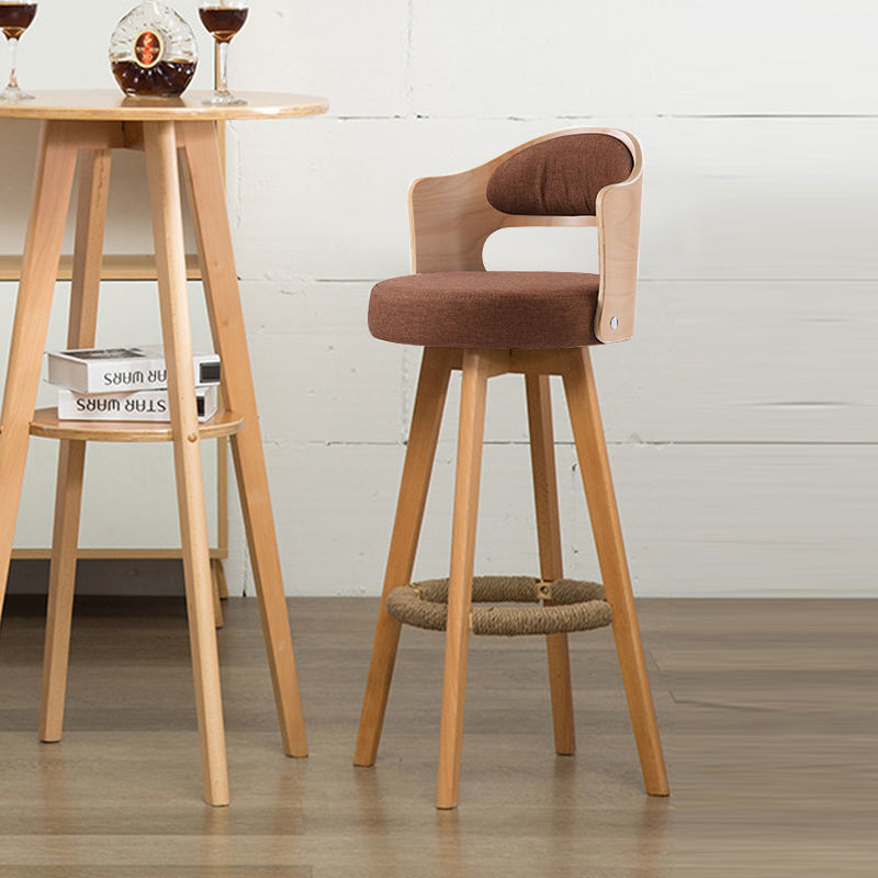 Counter Height Soft Back High Chair Swivel Wooden Bar Stool Chair