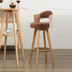 Counter Height Soft Back High Chair Swivel Wooden Bar Stool Chair