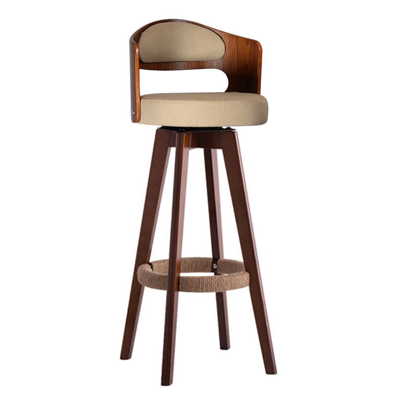 Counter Height Soft Back High Chair Swivel Wooden Bar Stool Chair