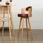 Counter Height Soft Back High Chair Swivel Wooden Bar Stool Chair