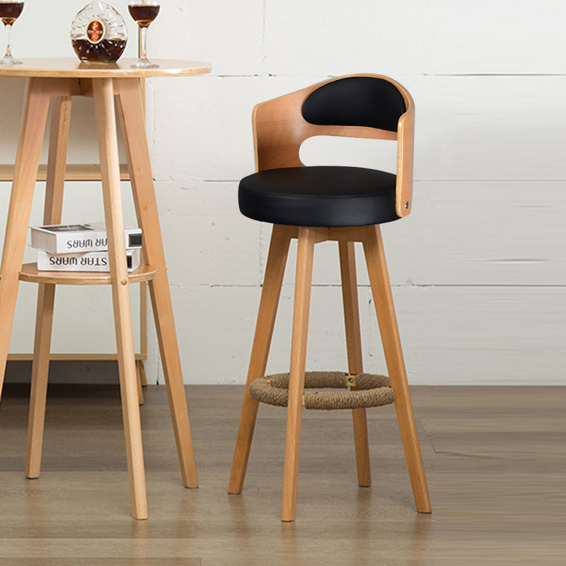 Counter Height Soft Back High Chair Swivel Wooden Bar Stool Chair