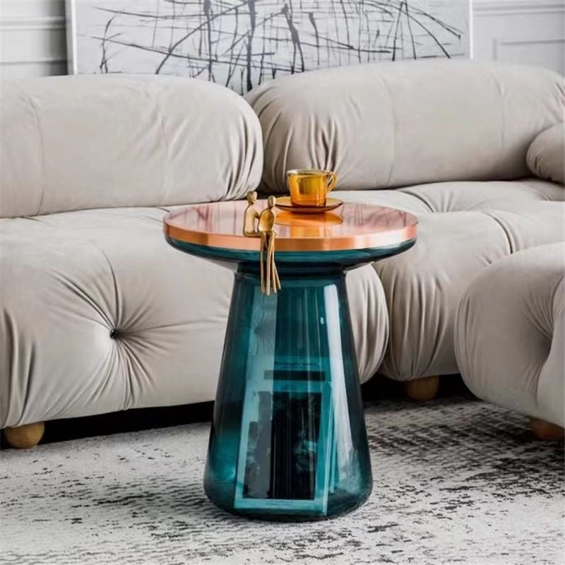 Glass Metal Coffee Side End Table