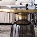 Glass Metal Coffee Side End Table