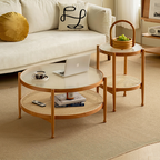 Rattan Wood Glass Coffee Side End Table