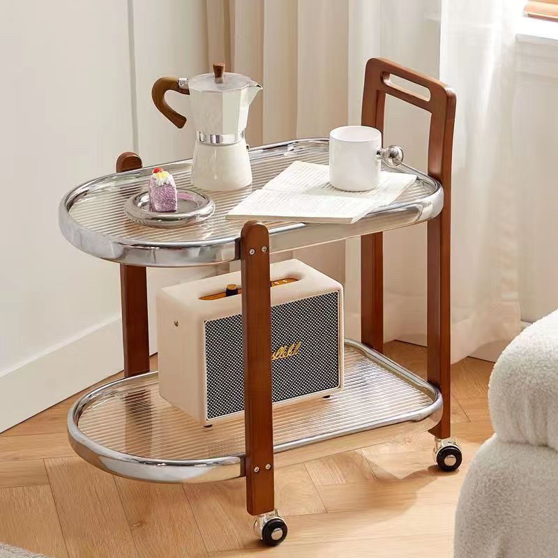 Wood Glass Metal Coffee Side End Table