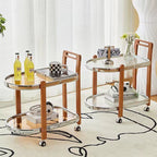 Wood Glass Metal Coffee Side End Table