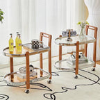 Wood Glass Metal Coffee Side End Table