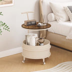 Wheel Metal Glass Coffee Side End Table