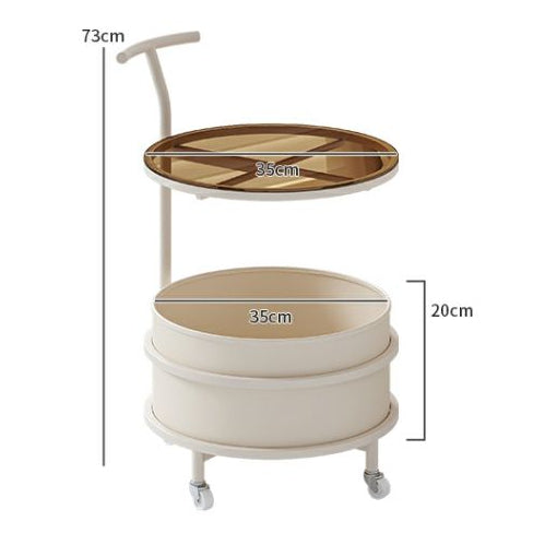 Wheel Metal Glass Coffee Side End Table