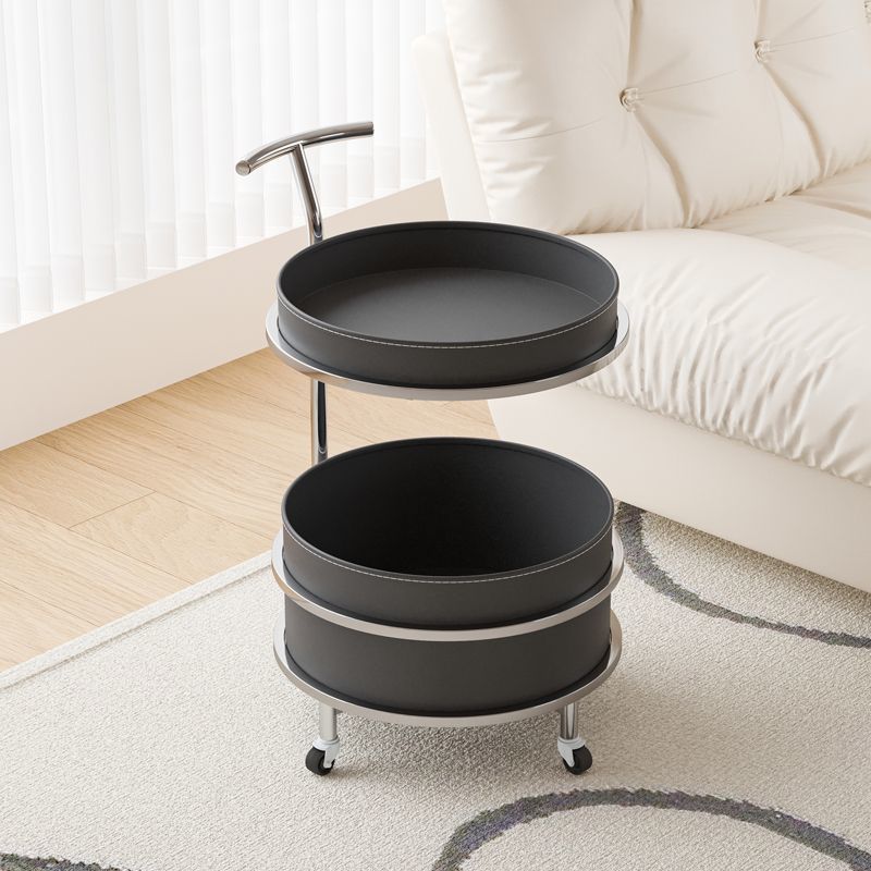 Wheel Metal Glass Coffee Side End Table